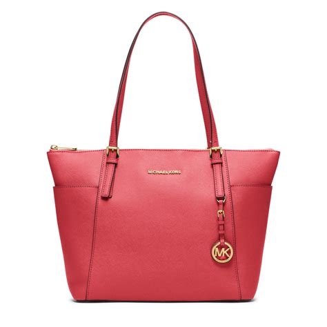 michael kors jet set top zip tote red|michael kors bag with airplanes.